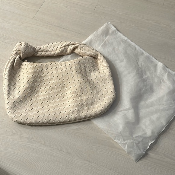 Harper Woven Faux Leather Handbag - Ivory - Picture 3 of 8